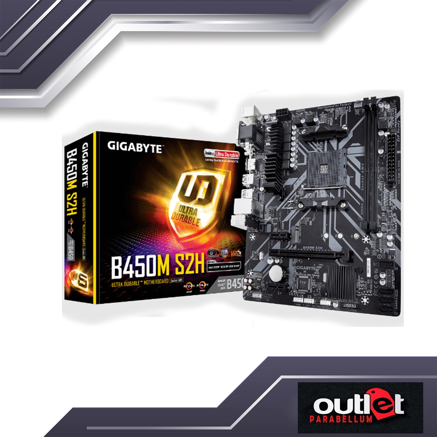 REFURBISHED GIGABYTE GA-B450M-S2H AMD B450 AM4 DDR4 MATX MOTHERBOARD
