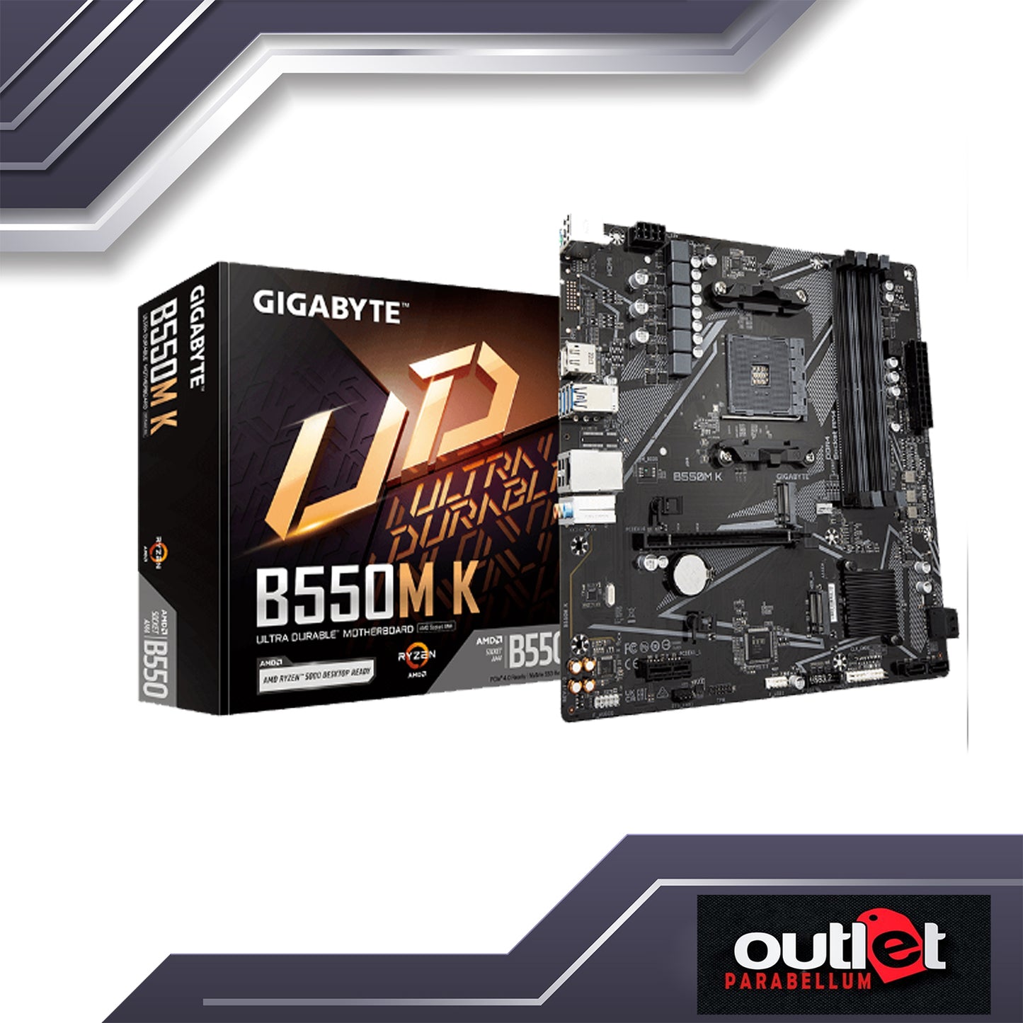 REFURBISHED GIGABYTE GA-B550M-K Dual Channel ECC/ Non-ECC Unbuffered DDR4, 4 DIMMs Ultra Durable™ PCIe 4.0 Ready x16 Slot - Motherboard (NO WARRANTY)