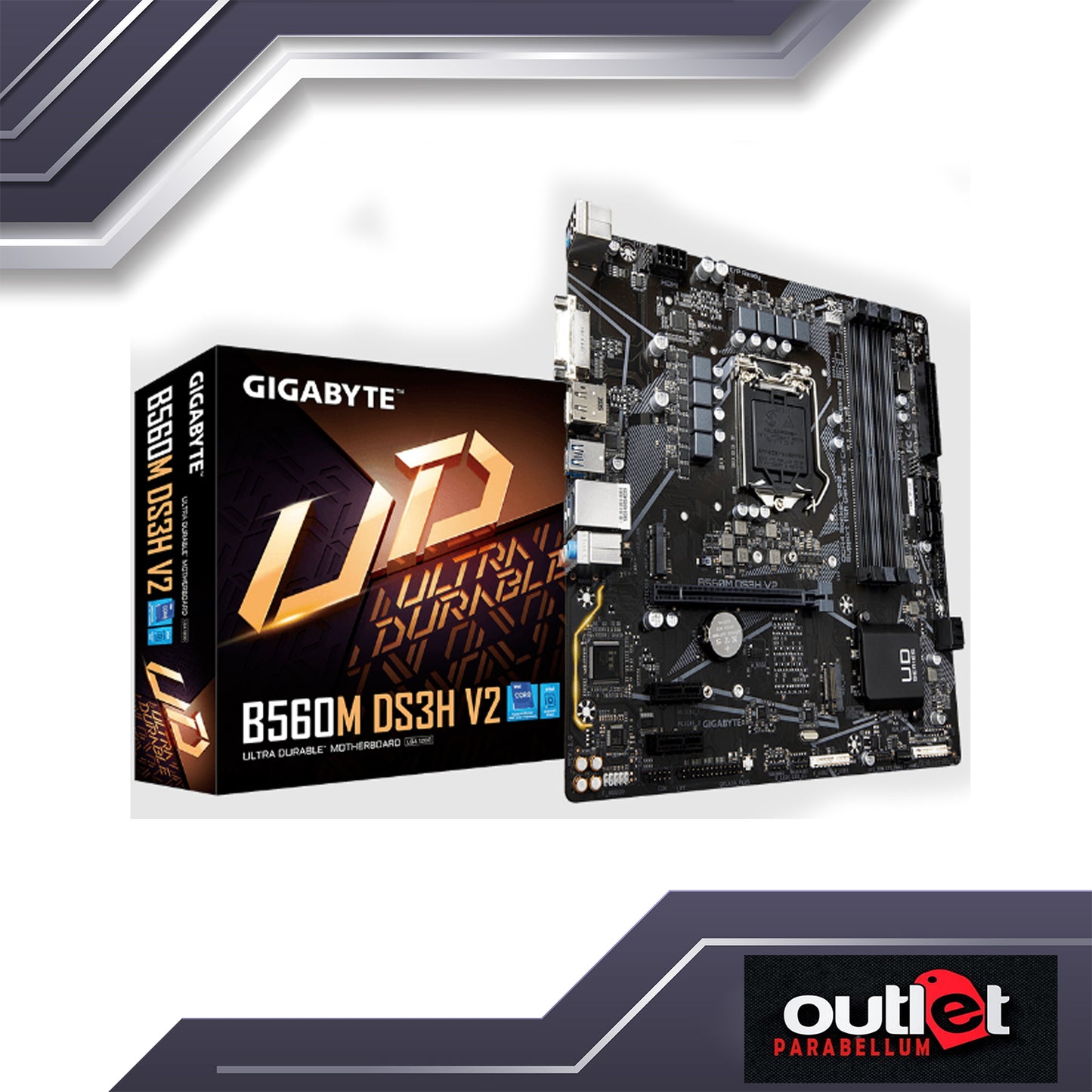 REFURB GA-B560M-DS3H-V2 GIGABYTE INTEL B560 DIRECT 6+2 PHASE DIGITAL VRM Motherboard