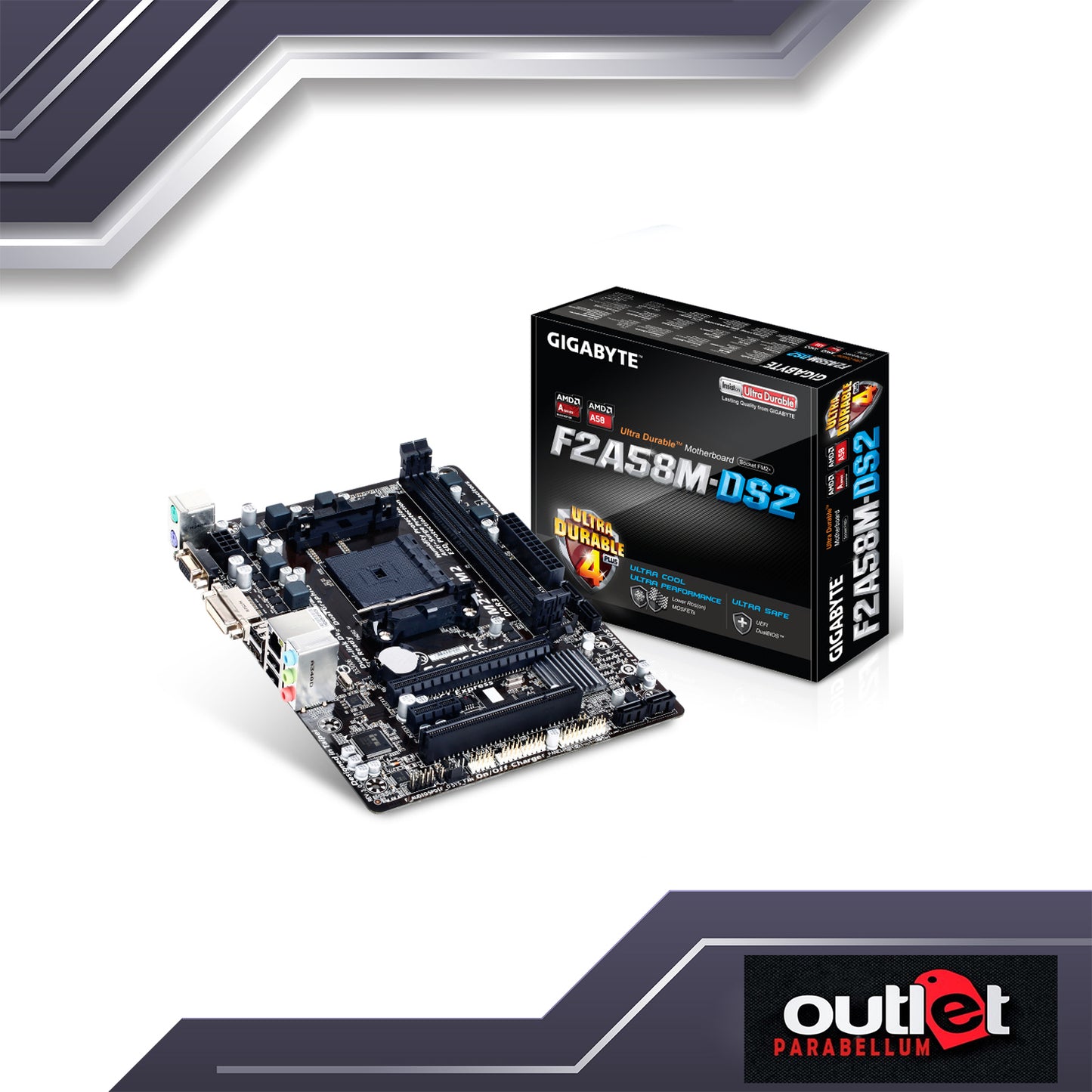 Refurbish Gigabyte GA-F2A58M-DS2 GIGABYTE AMD A58 FM2+ DDR3 MATX MB -- No Warranty!!!