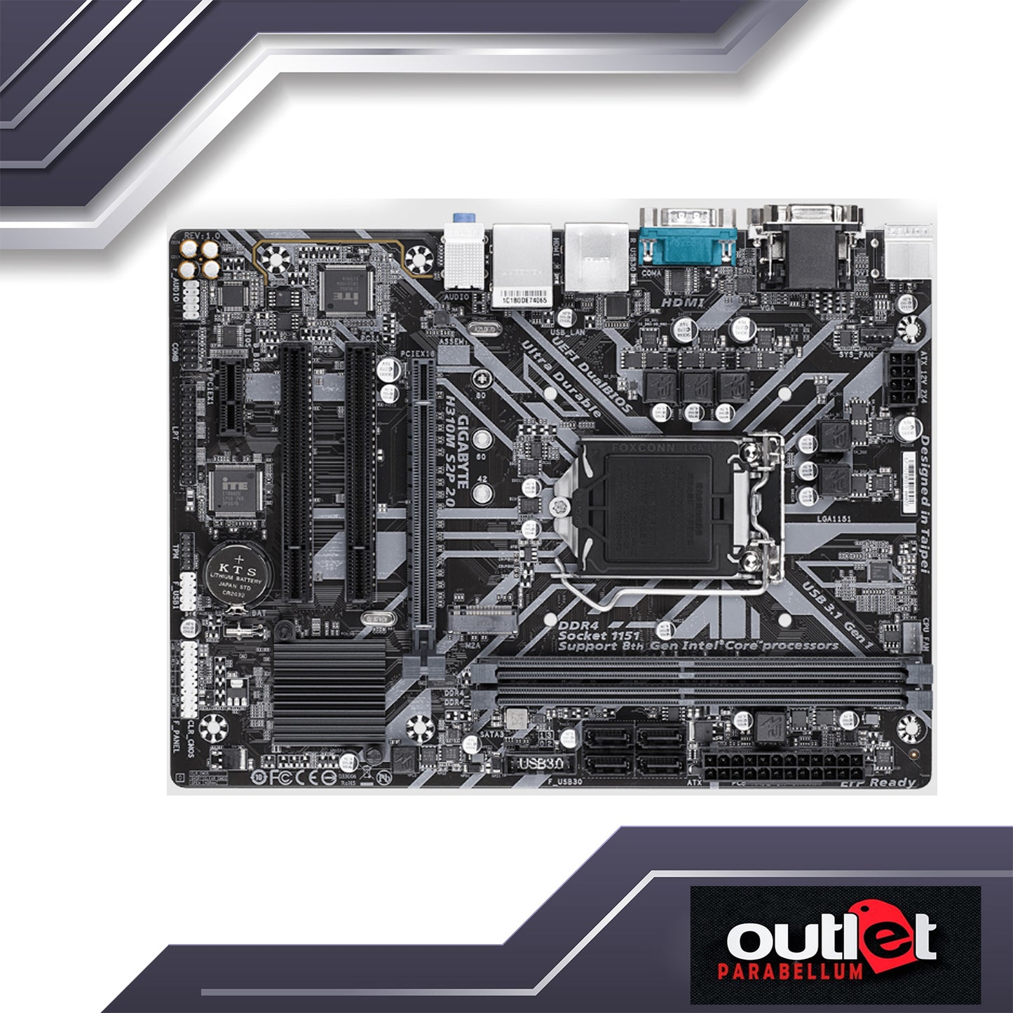 REFURBISHED GA-H310M-S2P-2.0 GIGABYTE INTEL H310 S1151 MATX MOTHERBOARD