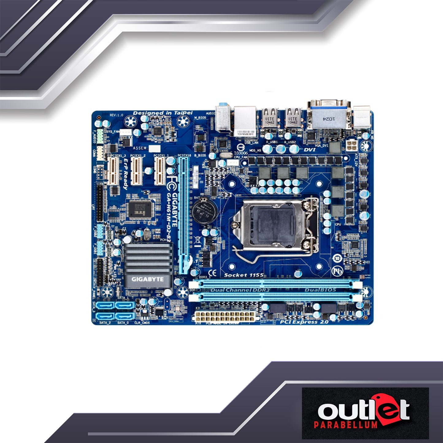 Refurbished GA-H61M-D2-B3 GIGABYTE INTEL H61 S115 AUDIO GIGALAN -- No Warranty!!!