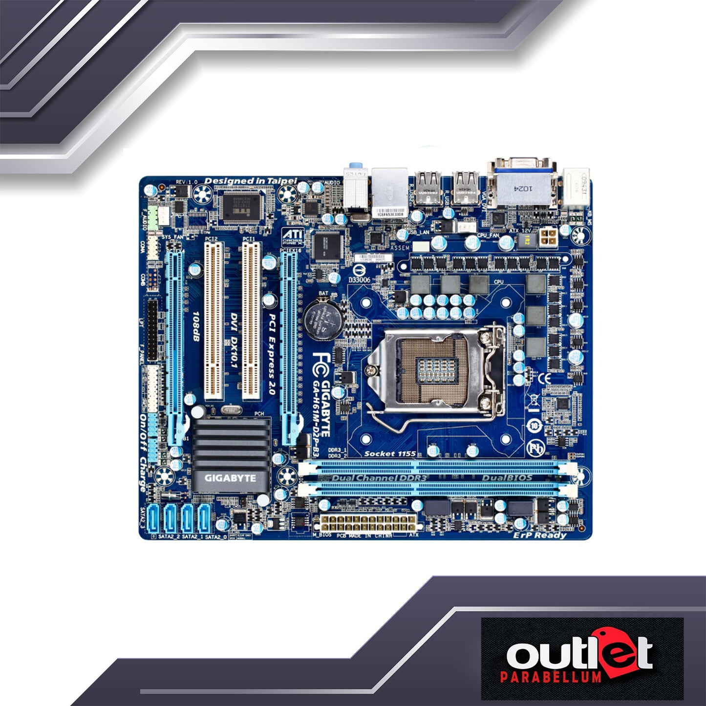 Refurbished GA-H61M-D2-B3 GIGABYTE INTEL H61 S115 AUDIO GIGALAN -- No Warranty!!!