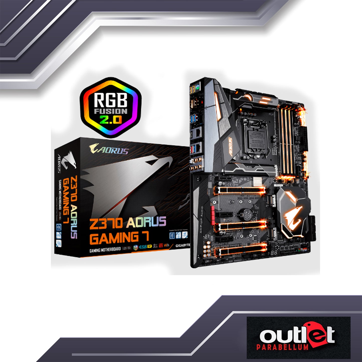 REFURBISHED GA-Z370-AORUS-GAMING-7 GIGABTYE INTEL Z370 S1151 DDR4 ATX MB W/ RGB FUSION,DUAL LAN,ESS SABRE DAC