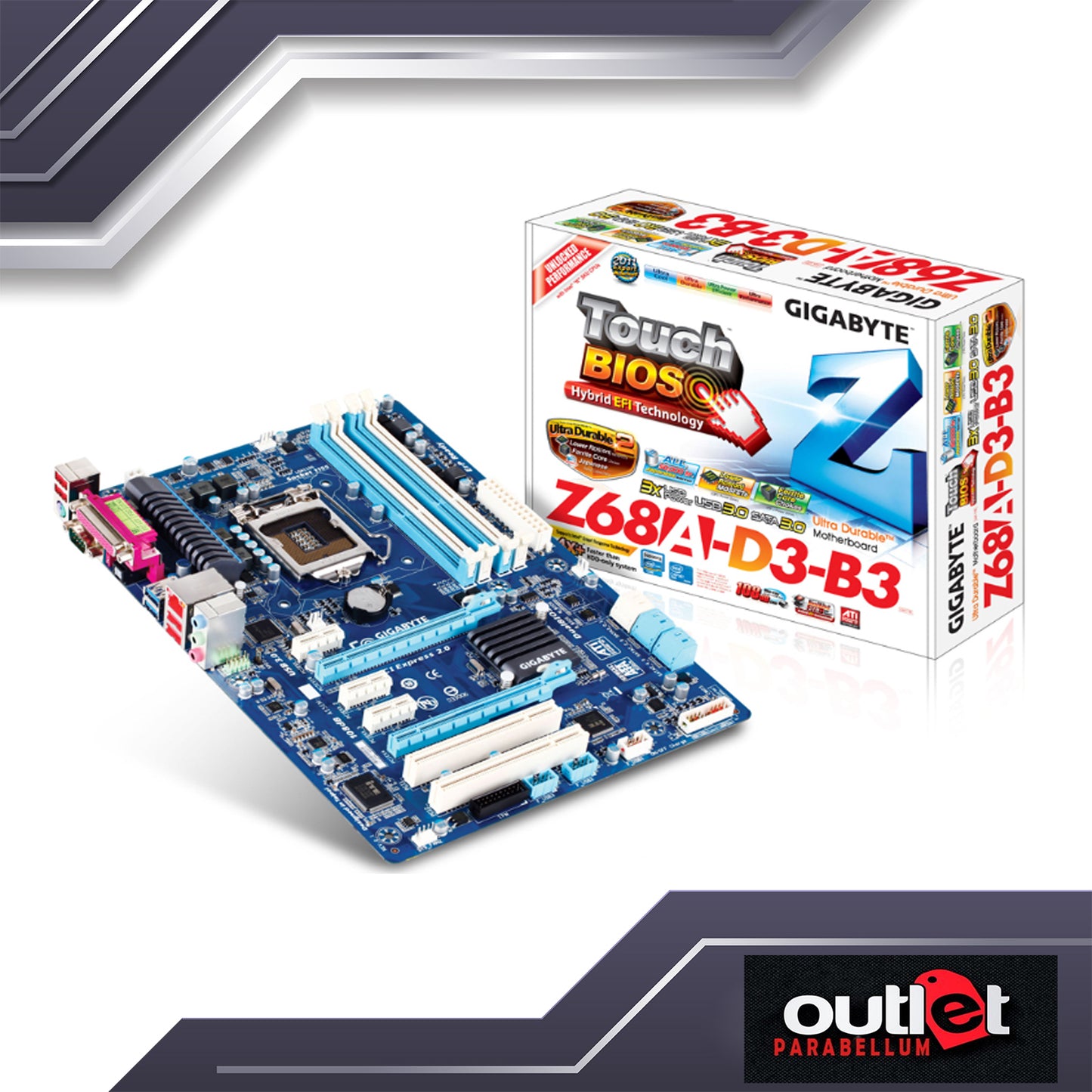 REFURBISHED GA-Z68A-D3-B3 GIGABYTE INTEL Z68 S1155 ATX Motherboard