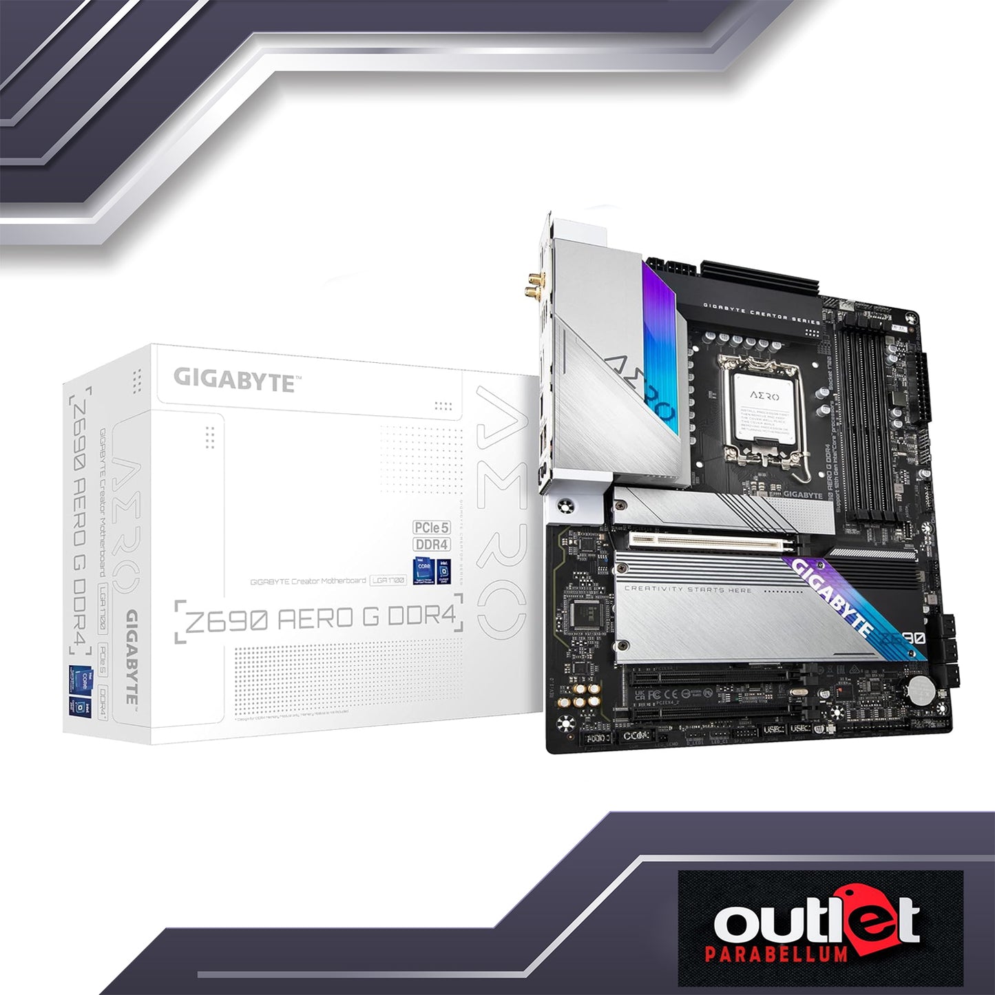 REFURBISHED GA-Z690-AERO-G-DDR4 GIGABYTE INTEL Z690 LGA1700 DDR4 16+1+2 DIGITAL VRM(SPS 90A)WIFI6 2.5GbE LAN MOTHERBOARD