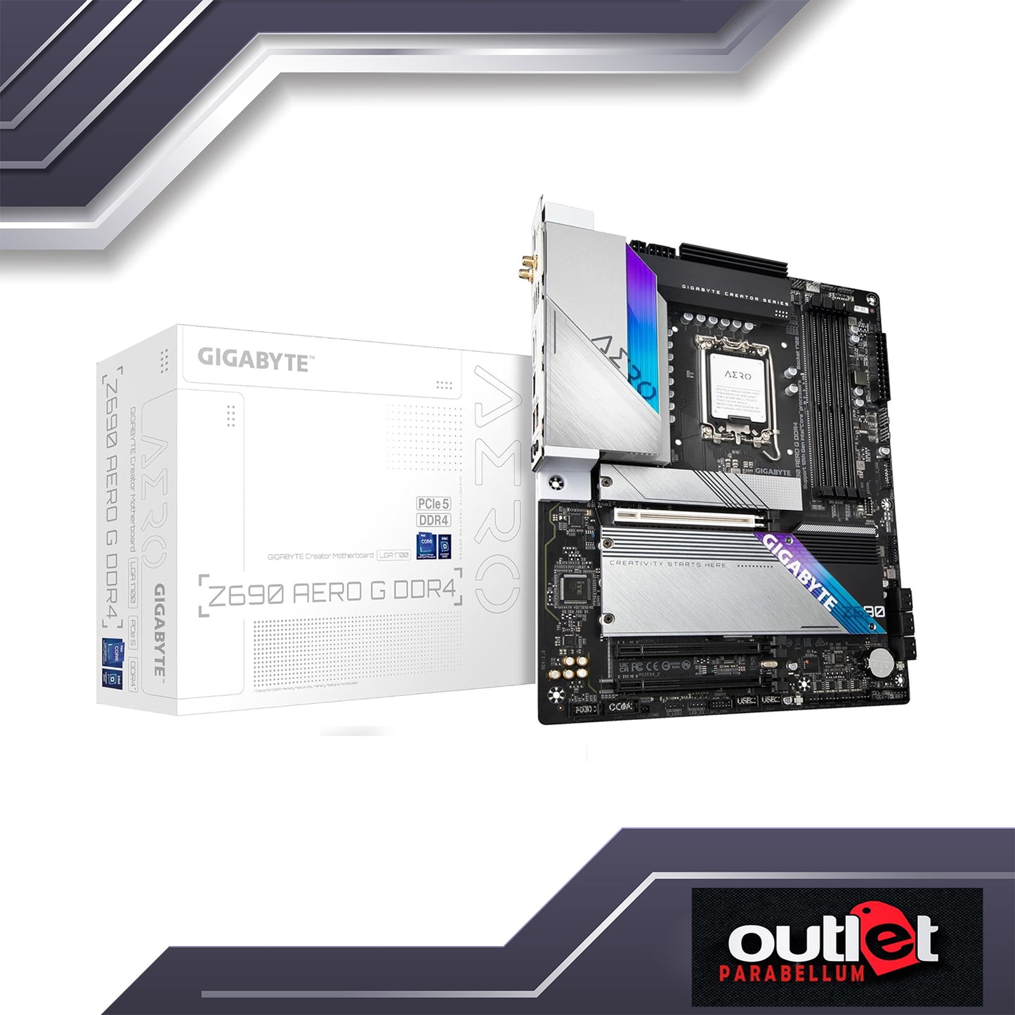 REFURBISHED GA-Z690-AERO-G GIGABYTE INTEL Z690 LGA1700 DDR5 16+1+2 DIGITAL VRM(SPS 90A)WIFI6 2.5GbE LAN MOTHERBOARD
