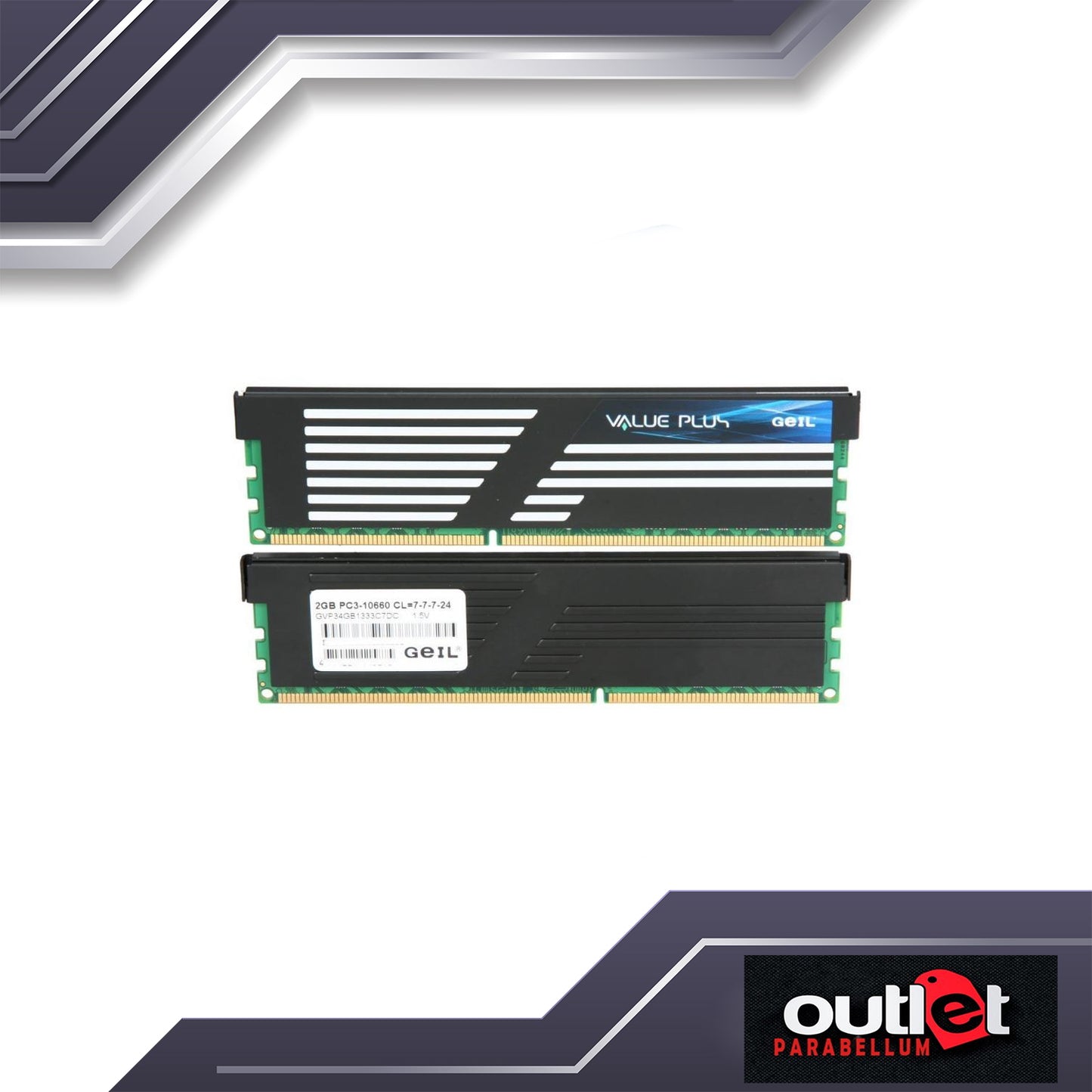 Geil GVP34GB1600C8DC PC3-12800 1600MHz 4GB (2 x 2GB Kit) Value PLUS 240pin DIMM Desktop Non-ECC DDR3 Memory