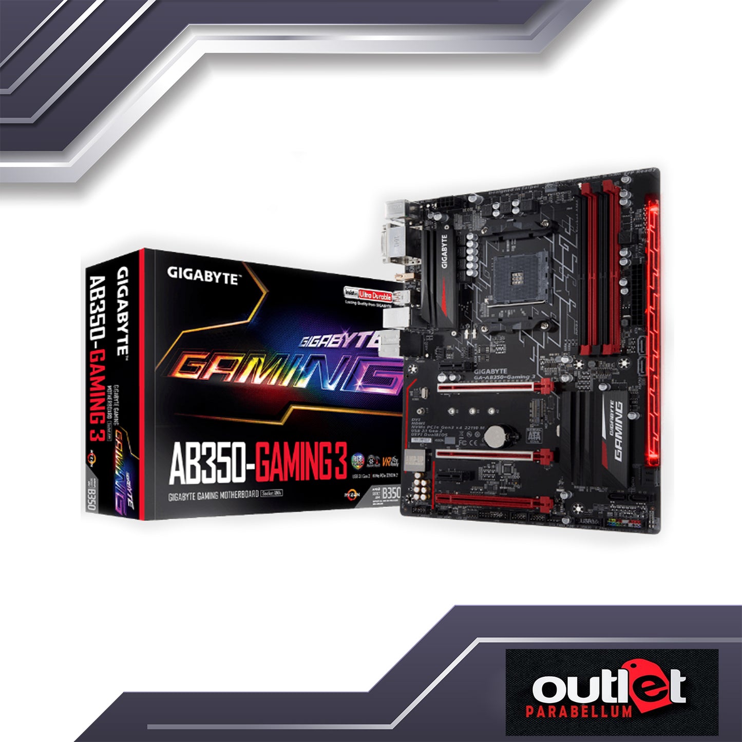 REFURBISHED GIGABYTE GA-AB350M-GAMING-3 AMD B350 AM4 DDR4 MATX GAMING MOTHERBOARD